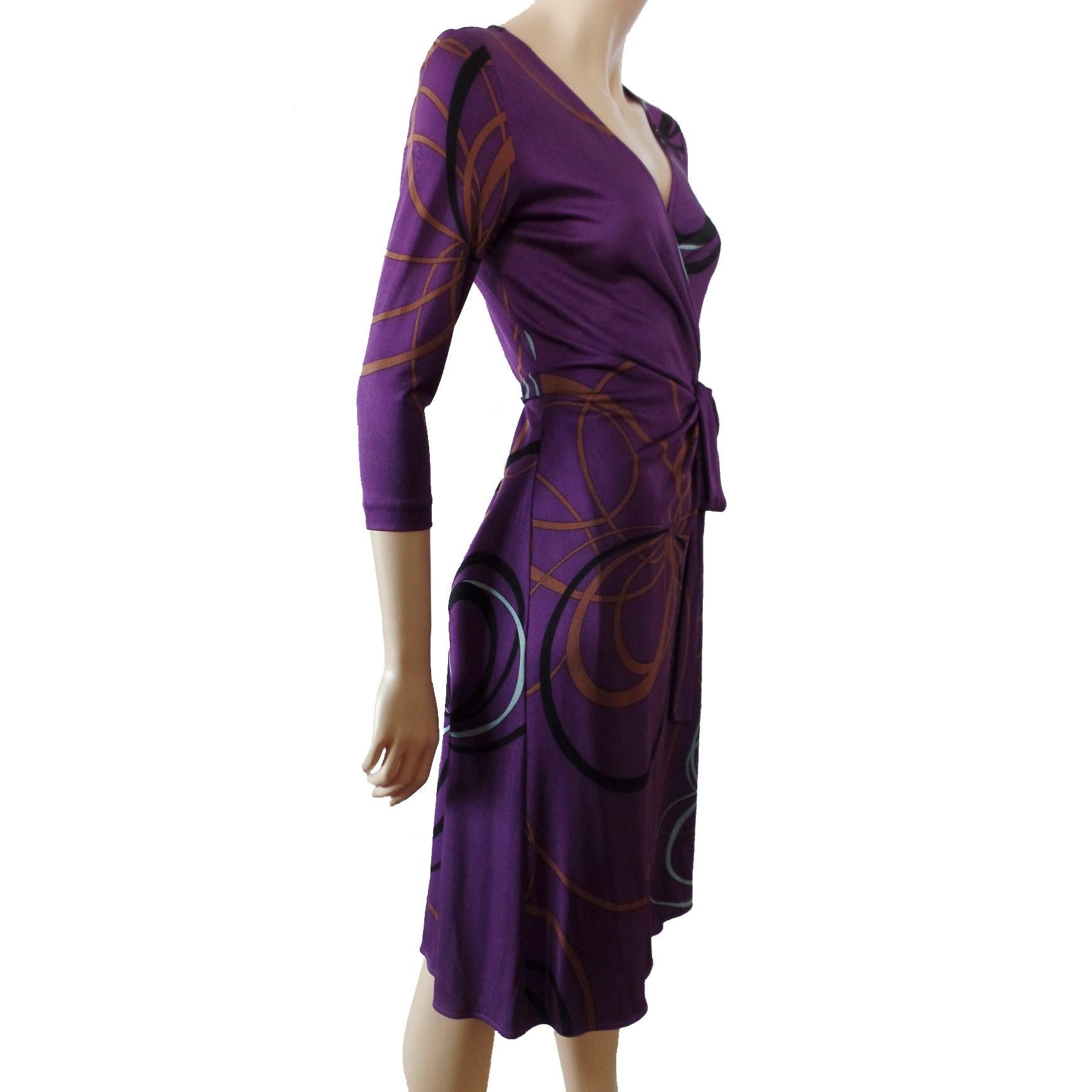 Flora Kung NWT Purple Plum Ribbon Print Wrap Silk Dress For Sale at 1stDibs  | plum silk dress, plum wrap dress